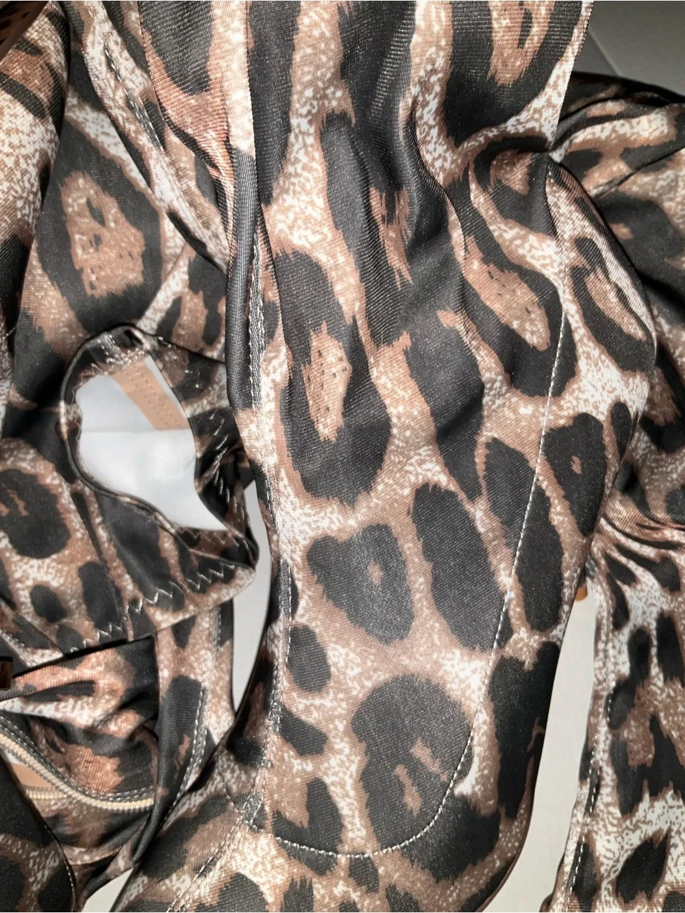 Leopard Print Pointed Toe Stiletto Boots - Black & Gold